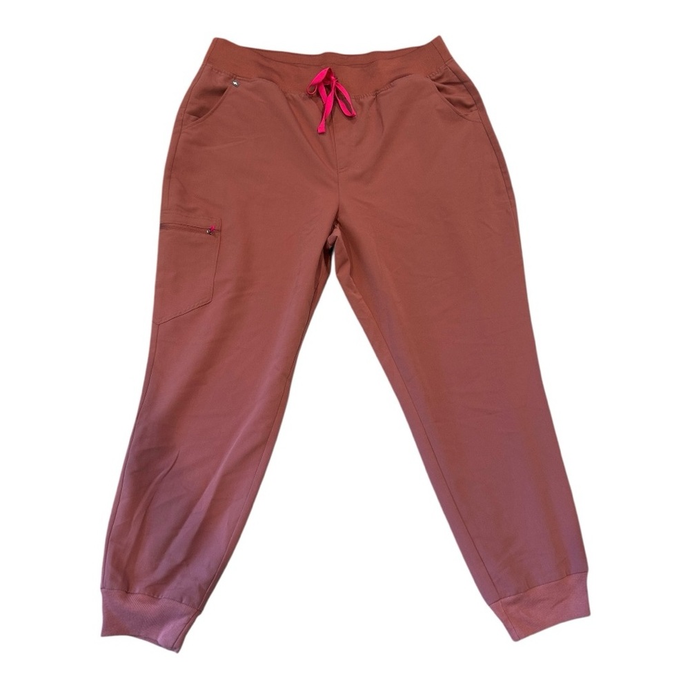 Figs Women's Jogger Pants in Dusty Rose with Pink Drawstring